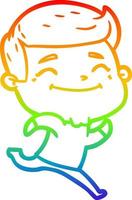 rainbow gradient line drawing happy cartoon man vector