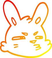 warm gradient line drawing cartoon moody rabbit vector