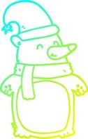 cold gradient line drawing cartoon christmas bear vector