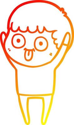warm gradient line drawing cartoon man staring
