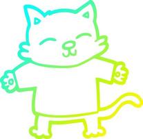 cold gradient line drawing happy cartoon cat vector