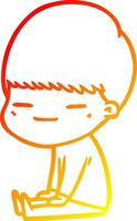 warm gradient line drawing cartoon smug boy sitting vector