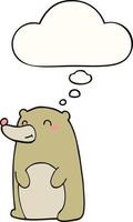 cute cartoon bear and thought bubble vector