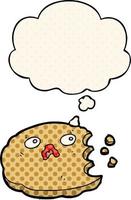 cartoon cookie and thought bubble in comic book style vector