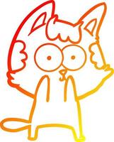 warm gradient line drawing happy cartoon cat vector