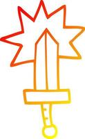 warm gradient line drawing cartoon sword vector
