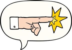 cartoon pointing hand and speech bubble vector