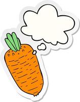 cartoon vegetable and thought bubble as a printed sticker vector