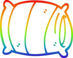 almohada de dibujos animados de dibujo de línea de degradado de arco iris vector