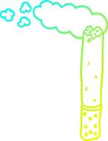 cold gradient line drawing cartoon cigarette vector