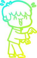 cold gradient line drawing cartoon laughing boy vector