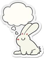 cartoon rabbit and thought bubble as a printed sticker vector