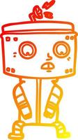 warm gradient line drawing cartoon robot vector