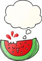 cartoon watermelon and thought bubble in smooth gradient style vector