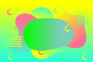 Color liquid gradient rainbow background with memphis decoration vector