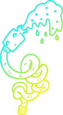 cold gradient line drawing cartoon hosepipe