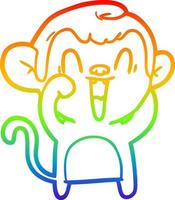 rainbow gradient line drawing cartoon laughing monkey vector