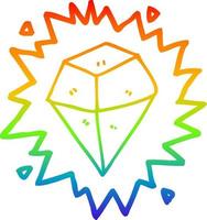 rainbow gradient line drawing cartoon shining crystal vector