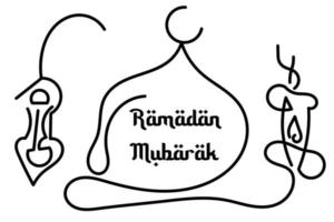 Line art background with ramadan mubarak writing vector