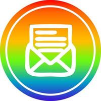 envelope letter circular in rainbow spectrum vector