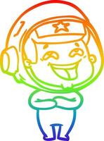 rainbow gradient line drawing cartoon laughing astronaut vector