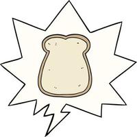 cartoon slice of bread and speech bubble vector