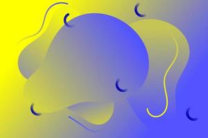 Fluid background in the middle of blue and yellow gradient color with curved small outline vector