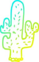 línea de gradiente frío dibujo cactus de dibujos animados vector