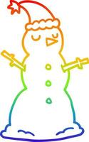 rainbow gradient line drawing cartoon snowman vector