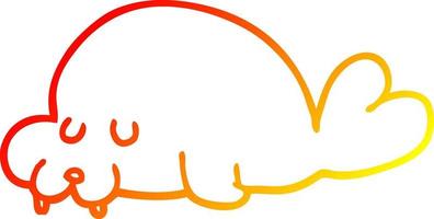 warm gradient line drawing cartoon walrus vector