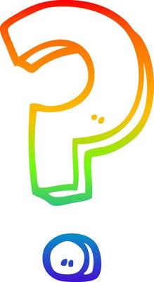 rainbow gradient line drawing cartoon question mark