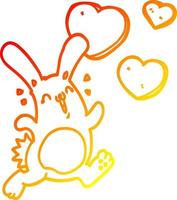 warm gradient line drawing cartoon rabbit in love vector