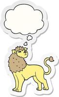 cartoon lion and thought bubble as a printed sticker vector