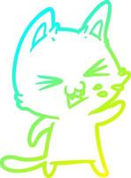 cold gradient line drawing cartoon cat hissing vector