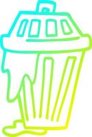 cold gradient line drawing cartoon waste bin vector