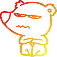 warm gradient line drawing angry bear cartoon vector