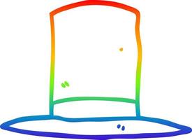 rainbow gradient line drawing cartoon top hat vector