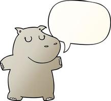 cartoon hippo and speech bubble in smooth gradient style vector