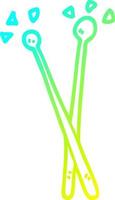 cold gradient line drawing cartoon drum sticks vector