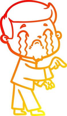 warm gradient line drawing cartoon man crying