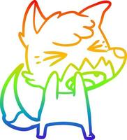 rainbow gradient line drawing angry cartoon fox vector