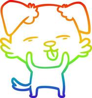 rainbow gradient line drawing cartoon dog sticking out tongue vector