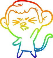 rainbow gradient line drawing cartoon annoyed monkey vector