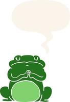 cartoon arrogant frog and speech bubble in retro style vector