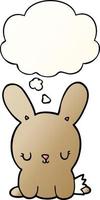 cute cartoon rabbit and thought bubble in smooth gradient style vector