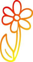 warm gradient line drawing cartoon single flower vector