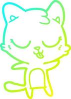 cold gradient line drawing cute cartoon cat vector