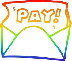 rainbow gradient line drawing cartoon pay packet vector