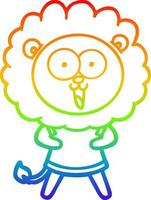 arco iris gradiente línea dibujo feliz dibujos animados león vector
