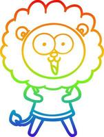 rainbow gradient line drawing happy cartoon lion vector